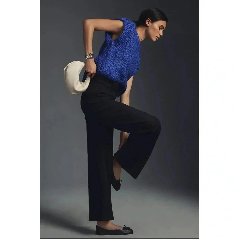 New Anthropologie The Colette Cropped Wide Leg Pants Maeve Linen Black 32 Tall - Picture 4 of 12